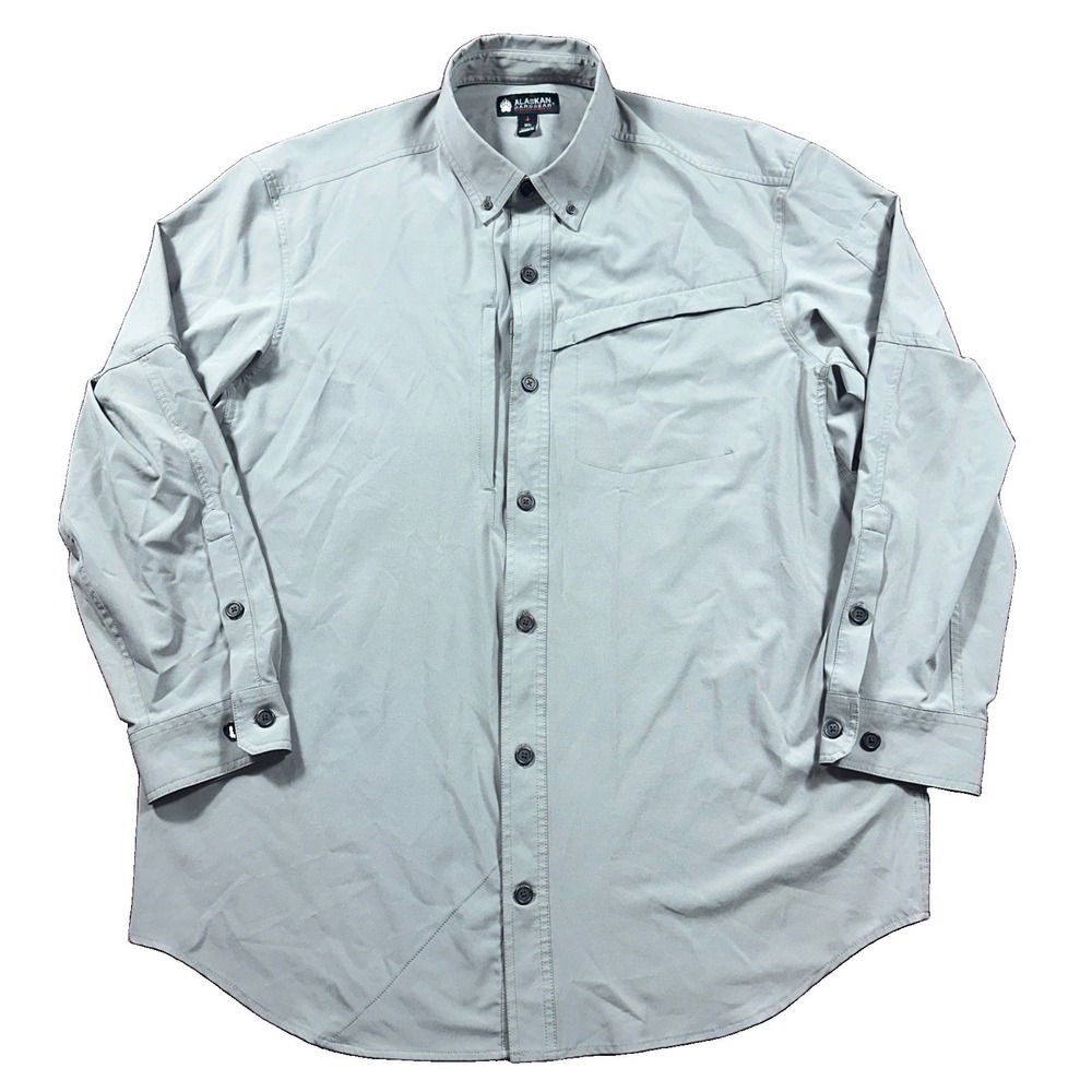 Alaskan Hardgear Duluth Trading Co Mens Button Down Shirt Gray Long Sleeve XL